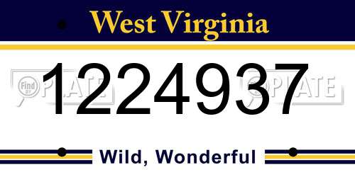 1224937 West Virginia License Plate