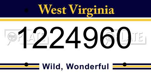 1224960 West Virginia License Plate