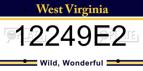 12249E2 West Virginia License Plate