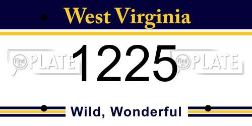 1225 West Virginia License Plate