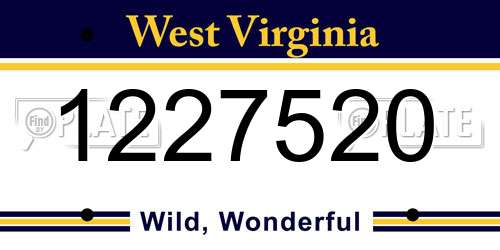 1227520 West Virginia License Plate