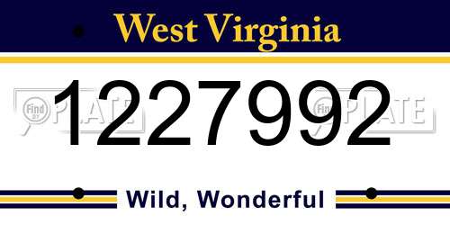 1227992 West Virginia License Plate