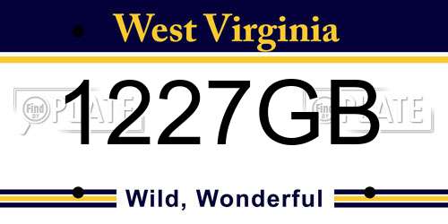 1227GB West Virginia License Plate