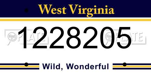 1228205 West Virginia License Plate