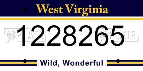 1228265 West Virginia License Plate