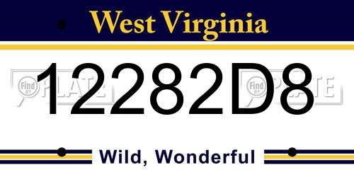 12282D8 West Virginia License Plate