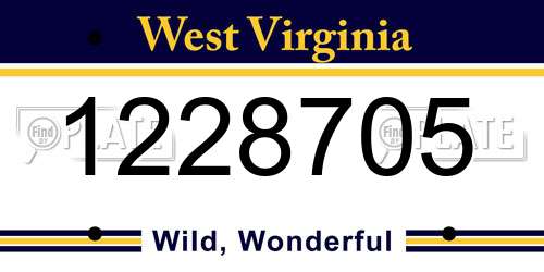 1228705 West Virginia License Plate
