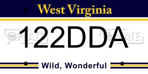 122DDA West Virginia License Plate