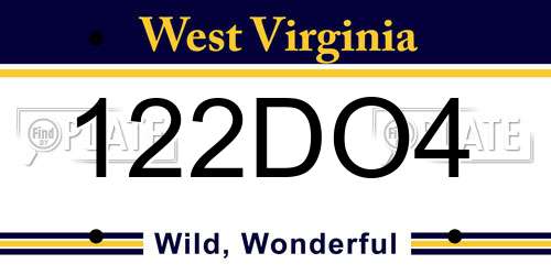 122DO4 West Virginia License Plate