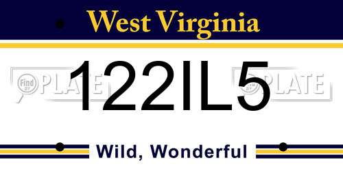 122IL5 West Virginia License Plate