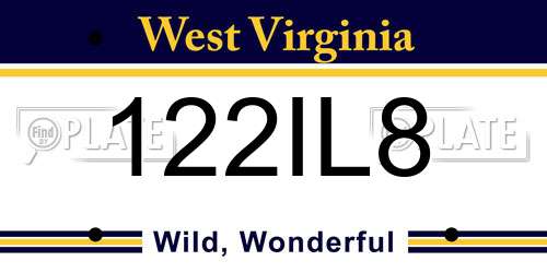 122IL8 West Virginia License Plate