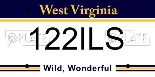 122ILS West Virginia License Plate