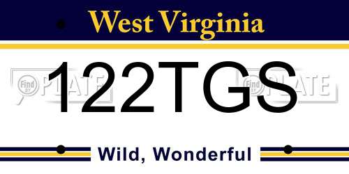 122TGS West Virginia License Plate