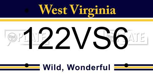 122VS6 West Virginia License Plate