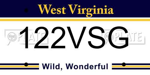 122VSG West Virginia License Plate