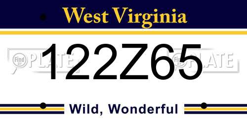122Z65 West Virginia License Plate