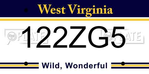 122ZG5 West Virginia License Plate