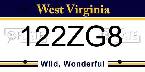 122ZG8 West Virginia License Plate