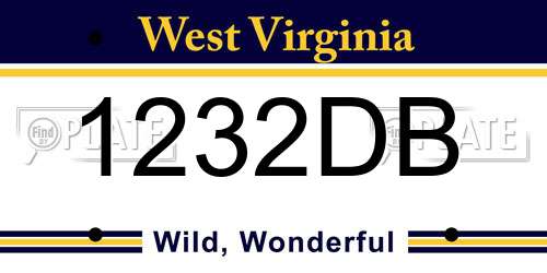 1232DB West Virginia License Plate
