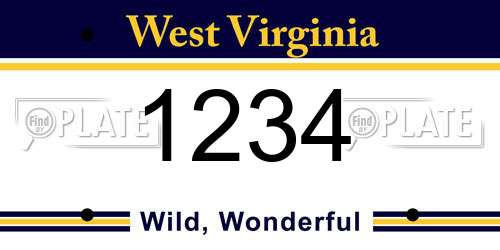 1234 West Virginia License Plate