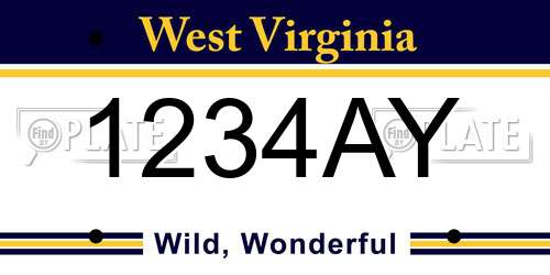 1234AY West Virginia License Plate