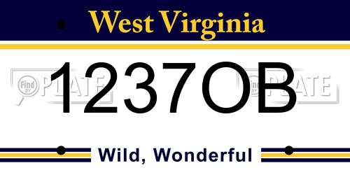 1237OB West Virginia License Plate
