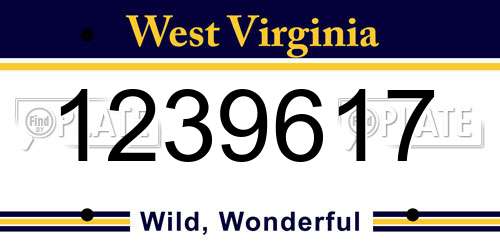 1239617 West Virginia License Plate