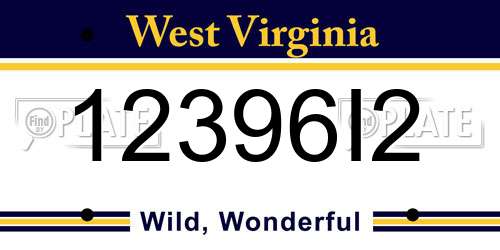 12396I2 West Virginia License Plate