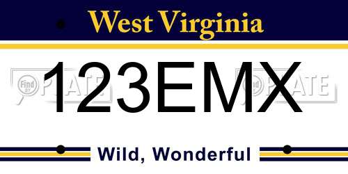 123EMX West Virginia License Plate