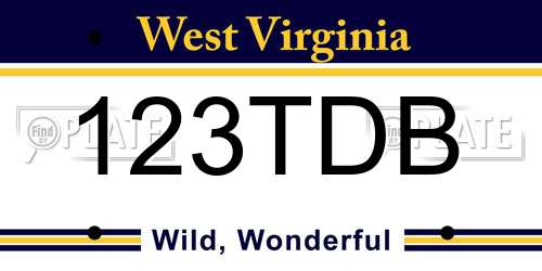 123TDB West Virginia License Plate