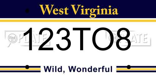 123TO8 West Virginia License Plate