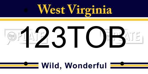 123TOB West Virginia License Plate