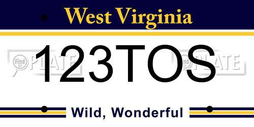 123TOS West Virginia License Plate