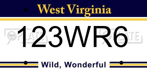 123WR6 West Virginia License Plate