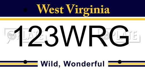 123WRG West Virginia License Plate