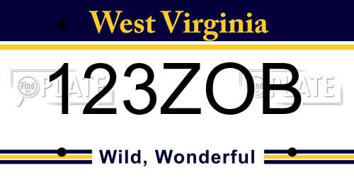 123ZOB West Virginia License Plate