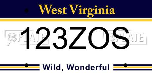 123ZOS West Virginia License Plate