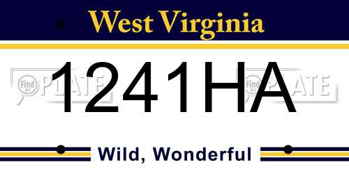 1241HA West Virginia License Plate