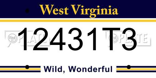 12431T3 West Virginia License Plate