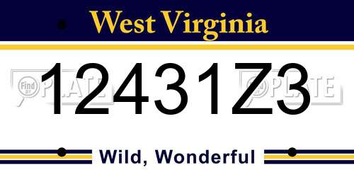 12431Z3 West Virginia License Plate