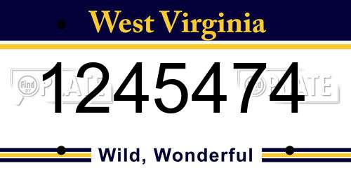 1245474 West Virginia License Plate