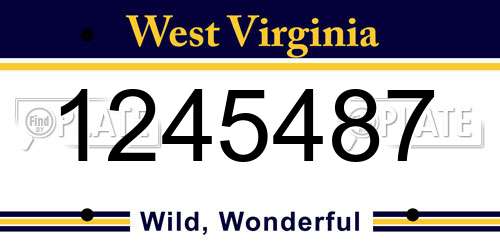 1245487 West Virginia License Plate