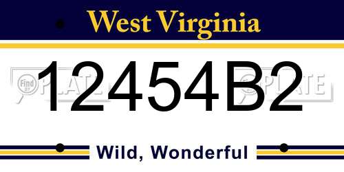12454B2 West Virginia License Plate
