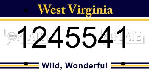 1245541 West Virginia License Plate