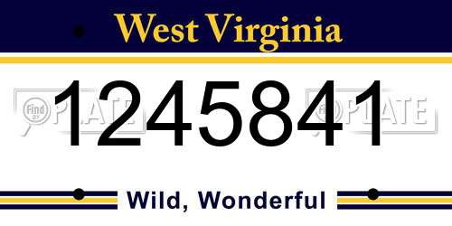 1245841 West Virginia License Plate