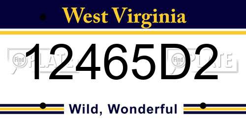 12465D2 West Virginia License Plate