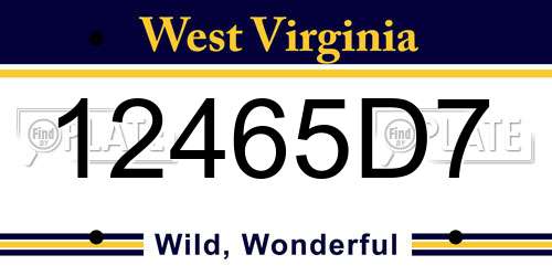12465D7 West Virginia License Plate