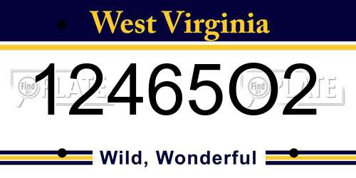 12465O2 West Virginia License Plate