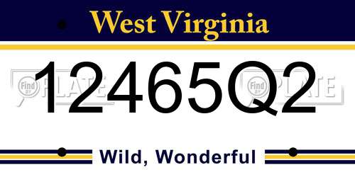 12465Q2 West Virginia License Plate