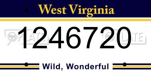1246720 West Virginia License Plate